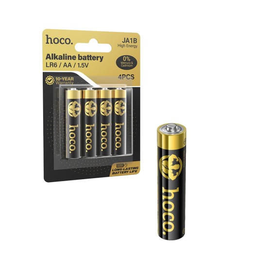 Pilha Alkaline Hoco JA1B LR03/AAA/1.5V (4 Unidades) Preto